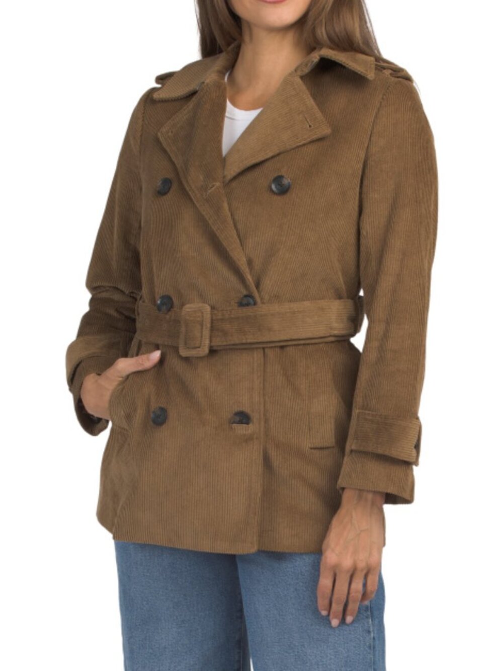 BCBGMAXAZRIA Corduroy Wrap Coat - Picture 1 of 2